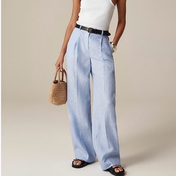 J. Crew Women's Light Blue Wide Leg Pants Sz 8P - Picture 12 of 16